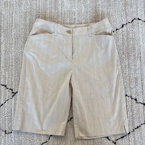 Jones New York Signature Petite Beige Plaid Bermuda Shorts